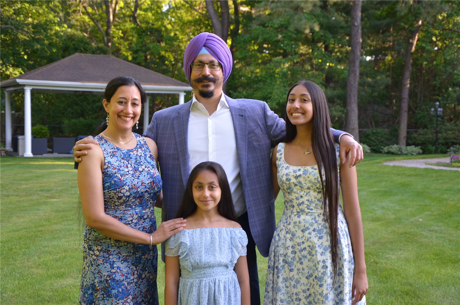 Harjot Singh with his wife and two daughters